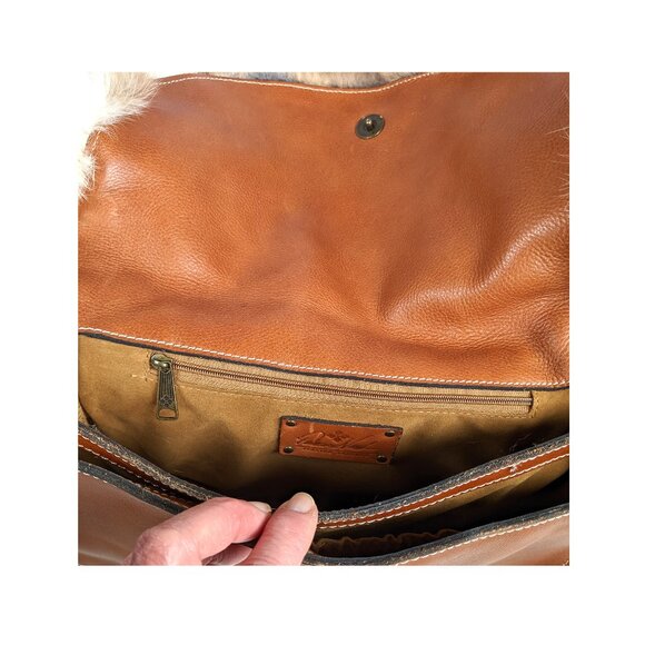 Vintage Patricia Nash Brown Leather & Rabbit Fur Saddle Bag Purse Crossbody - Picture 12 of 12